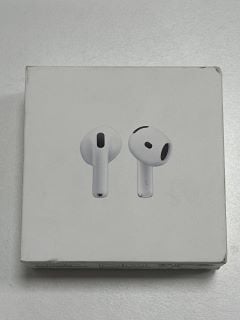 APPLE AIRPODS 4 HEADPHONES (ORIGINAL RRP - £129) IN WHITE: MODEL NO A3050 A3053 A3058 (WITH BOX & ALL ACCESSORIES) [JPTM125527]. (SEALED UNIT). THIS PRODUCT IS FULLY FUNCTIONAL AND IS PART OF OUR PRE