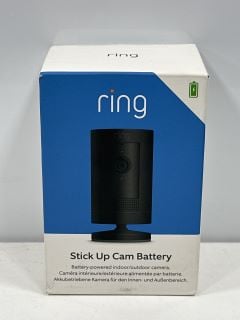 RING STICK UP CAM BATTERY POWERED INDOOR/OUTDOOR SMART SECURITY CAMERA IN BLACK. (WITH BOX & ALL ACCESSORIES) [JPTM126690]. THIS PRODUCT IS FULLY FUNCTIONAL AND IS PART OF OUR PREMIUM TECH AND ELECTR