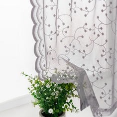 13 X PIKIUCHE NET CURTAINS FOR LIVING ROOM - LACE CURTAINS 90 INCHES LONG FOR WINDOWS, ROD POCKET VOILE CURTAINS SCALLOPED EDGE, PRIVACY LIGHT FILTER VINTAGE SHEER CURTAINS, 54 X 90 INCH, 2 PCS, TERR