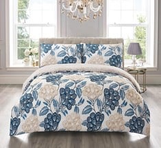 9 X BQC 3 PCS DUVET COVER SET SOFT QUILT COVER EASY CARE ANTI ALLERGIC BEDDING SET INCLUDE 1 QUILT COVER, 1 FITTED SHEET WITH 1 PILLOW CASE (SINGLE, BLOOM BLUE) - TOTAL RRP £135: LOCATION - A RACK