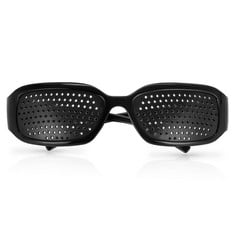 47 X WELSBERG PINHOLE PERFORATED GLASSES FOR EYE TRAINING AND VISUAL QUALITY IMPROVEMENT, OVAL, BLACK - TOTAL RRP £181: LOCATION - B RACK