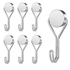 QUANTITY OF MOGADEE® MAGNETIC HOOKS, PACK OF 6 MAGNETIC HOOKS, SILVER, EXTRA STRONG FOR KITCHEN, GADGETS, BEDROOM, LOCKERS, OFFICE, FRIDGES, HANGING DECORATIVE LIGHTS, GRILL, GARDEN TOOLS - 20G - TOT