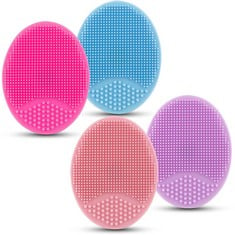 32 X FACIAL CLEANSING BRUSH SILICONE FACE MASSAGER BRUSH FACE SCRUB PADS FOR EXFOLIATING, ANTI-AGING SKIN CLEANSER AND DEEP EXFOLIATOR MAKEUP TOOL FOR ALL SKIN TYPES (4PCS COLOR RANDOM) - TOTAL RRP £