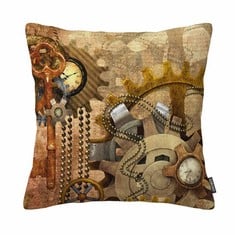 25 X PILLOW CASE VINTAGE STEAMPUNK GEAR MACHINERY COTTON LINEN THROW PILLOW COVER 18 X 18 INCHES - TOTAL RRP £208: LOCATION - A RACK