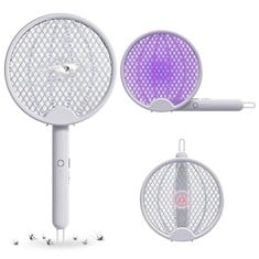 13 X ELECTRIC FLY SWATTER ELECTRIC FLY ZAPPER RACKET USB RECHARGEABLE ELECTRIC MOSQUITO FLY SWATTER FOLDABLE 2 IN 1 FLY KILLER FOR OUTDOOR AND INDOOR 3000V WHITE - TOTAL RRP £119: LOCATION - A RACK