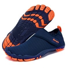 12 X RACQUA MENS WOMENS WATER SHOES BAREFOOT QUICK DRY AQUA SWIM BEACH SHOES LIGHTWEIGHT HIKING FISHING SHOES SURFING DIVING POOL SPORT SHOES NAVY/ORANGE EU 47=UK 13.5 - TOTAL RRP £199: LOCATION - A