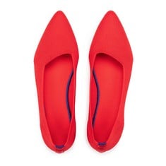 9 X WOMENS POINTED TOE BALLET FLAT KNIT DRESS SHOES LOW WEDGE FLAT SHOES COMFORT SLIP ON FLATS SHOES FOR WOMAN CLASSIC SOFTABLE SHOES RED - TOTAL RRP £255: LOCATION - A RACK