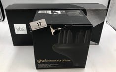 QUANTITY OF ITEMS TO INCLUDE GHD GLIDE SMOOTHING HOT BRUSH IN BLACK - FOR SMOOTH, GLOSSY & FRIZZ- RESULTS - FOR ALL HAIR TYPES (UK PLUG), GHD PROFESSIONAL HAIR DRYER DIFFUSER.: LOCATION - A