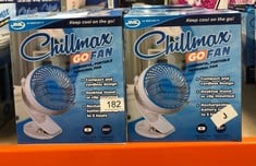 10 X CHILLMAX GO FAN - 360° POWERFUL, PORTABLE CORDLESS FAN - WHITE.: LOCATION - A RACK