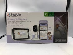 HUBBLE CONNECTED NURSERY PAL SKYVIEW SMART VIDEO BABY MONITOR WIFI CAMERA WITH 5" INCH SCREEN, COT MOUNT, 7 COLOUR NIGHT LIGHT, NIGHT VISION, TWO-WAY TALK, ROOM TEMPERATURE SENSOR AND SMARTPHONE APP.