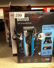 QUANTITY OF HEALTH & BEAUTY ITEMS TO INCLUDE BRAUN SERIES 3 SHAVE STYLE 3010BT FOIL SHAVER TRIMMER BLACK, BLUE: LOCATION - B RACK