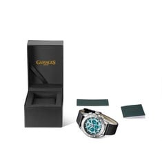 GAMAGES OF LONDON LIMITED EDITION HAND ASSEMBLED BOLD AUTOMATIC SILVER TEAL WATCH SKU:GA1952  £805 : LOCATION - A