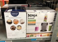 QUANTITY OF KITCHEN & APPLIANCES ITEMS TO INCLUDE NINJA BLENDER WITH 2 AUTOMATIC PROGRAMS: BLEND & MAX BLEND, PULSE SETTING, 2X 700ML CUPS WITH SPOUT LIDS, 1000W, DISHWASHER SAFE PARTS, SMOOTHIE MAKE