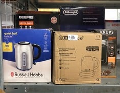 QUANTITY OF KITCHEN & APPLIANCES ITEMS TO INCLUDE RUSSELL HOBBS BRUSHED STAINLESS STEEL ELECTRIC 1.7L CORDLESS KETTLE (QUIET & FAST BOIL 3KW, REMOVABLE WASHABLE ANTI-SCALE FILTER, PUSH BUTTON LID, PE