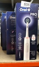 QUANTITY OF HEALTH & BEAUTY ITEMS TO INCLUDE ORAL-B PRO 3 ELECTRIC TOOTHBRUSH FOR ADULTS, 1 CROSS ACTION TOOTHBRUSH HEAD, 3 MODES, ORAL B ELECTRIC TOOTHBRUSH WITH PRESSURE SENSOR, , 3000, WHITE: LOCA