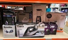 QUANTITY OF KITCHEN & APPLIANCES ITEMS TO INCLUDE RUSSELL HOBBS SUPREME STEAM IRON, POWERFUL VERTICAL STEAM FUNCTION, NON-STICK STAINLESS STEEL SOLEPLATE, EASY FILL 300ML WATER TANK, 110G STEAM SHOT,