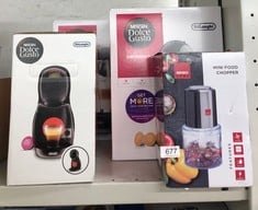 QUANTITY OF KITCHEN & APPLIANCES ITEMS TO INCLUDE DELONGHI NESCAFÉ DOLCE GUSTO PICCOLO XS POD CAPSULE COFFEE MACHINE, ESPRESSO, CAPPUCCINO AND MORE, EDG210.B, 0.8 LITERS, BLACK & RED: LOCATION - BACK