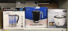 QUANTITY OF KITCHEN & APPLIANCES ITEMS TO INCLUDE RUSSELL HOBBS 22851 BRITA FILTER PURITY ELECTRIC KETTLE, ILLUMINATING FILTER KETTLE WITH BRITA MAXTRA CARTRIDGE INCLUDED, 3000 W, 1.5 LITRE, PLASTIC: