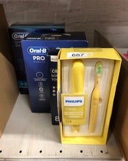 QUANTITY OF HEALTH & BEAUTY ITEMS TO INCLUDE PHILIPS ONE BATTERY TOOTHBRUSH - ELECTRIC TOOTHBRUSH IN MANGO (MODEL HY1100/02): LOCATION - BACK RACKS