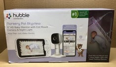 HUBBLE CONNECTED NURSERY PAL SKYVIEW SMART VIDEO BABY MONITOR WIFI CAMERA WITH 5" INCH SCREEN, COT MOUNT, 7 COLOUR NIGHT LIGHT, NIGHT VISION, TWO-WAY TALK, ROOM TEMPERATURE SENSOR AND SMARTPHONE APP.