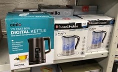 QUANTITY OF KITCHEN & APPLIANCES ITEMS TO INCLUDE RUSSELL HOBBS 22851 BRITA FILTER PURITY ELECTRIC KETTLE, ILLUMINATING FILTER KETTLE WITH BRITA MAXTRA CARTRIDGE INCLUDED, 3000 W, 1.5 LITRE, PLASTIC: