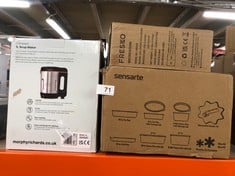 QUANTITY OF KITCHEN & APPLIANCES ITEMS TO INCLUDE MORPHY RICHARDS COMPACT SOUP MAKER, BLEND & COOK SMOOTH & CHUNKY SOUP, SMOOTHIES, BLACK & STAINLESS STEEL, 1 LITRE, 900 W, 501021: LOCATION - A RACK