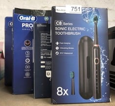 QUANTITY OF HEALTH & BEAUTY ITEMS TO INCLUDE ORAL-B PRO 3 ELECTRIC TOOTHBRUSHES FOR ADULTS, GIFTS FOR WOMEN / MEN, 1 CROSS ACTION TOOTHBRUSH HEAD & TRAVEL CASE, 3 MODES WITH TEETH WHITENING, 3500, BL