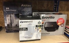 QUANTITY OF ITEMS TO INCLUDE DAEWOO ARGYLE COLLECTION, 1.7L, ELECTRIC KETTLE WITH REMOVABLE LID AND FILTER FOR AN EASY CLEAN, AUTO SHUT OFF AND POWER INDICATOR FOR SAFETY, WHITE: LOCATION - E RACK