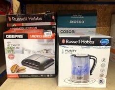 QUANTITY OF ITEMS TO INCLUDE RUSSELL HOBBS 22851 BRITA FILTER PURITY ELECTRIC KETTLE, ILLUMINATING FILTER KETTLE WITH BRITA MAXTRA CARTRIDGE INCLUDED, 3000 W, 1.5 LITRE, PLASTIC: LOCATION - E RACK