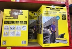 QUANTITY OF ITEMS TO INCLUDE KÄRCHER T-RACER T 5 SURFACE CLEANER (SPLASH PROTECTION, FOR LARGE AREAS, TWO FLAT JET NOZZLES, HANDLE FOR VERTICAL WORK), BLACK-YELLOW: LOCATION - E RACK