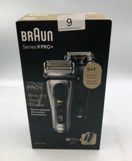 BRAUN SERIES 9 PRO+ ELECTRIC SHAVER FOR MEN, 5 PRO SHAVE ELEMENTS & PRECISION LONG HAIR PRO TRIMMER, POWERCASE, 9527S.: LOCATION - A