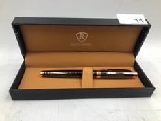 RUCKSTUHL STAINLESS STEEL LUXURY PEN IN GIFT BOX BLACK & ROSE GOLD COLOUR CASE HAND ASSEMBLED: LOCATION - TOP 50 RACK