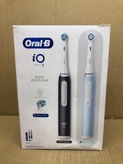 ORAL-B IO3 2X ELECTRIC TOOTHBRUSHES FOR ADULTS, GIFTS FOR HER / HIM, 2 TOOTHBRUSH HEADS & 1 TRAVEL CASE, 3 MODES WITH TEETH WHITENING, BLACK & BLUE.: LOCATION - C