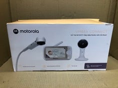 MOTOROLA NURSERY VM65X CONNECT - HALO VIDEO BABY MONITOR WITH CRIB HOLDER - 5 INCH PARENT UNIT AND WIFI APP - FLEXIBLE MAGNETIC CAMERA MOUNT, WHITE.: LOCATION - C