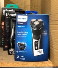 QUANTITY OF HEALTH & BEAUTY ITEMS TO INCLUDE PHILIPS ELECTRIC SHAVER 3000 SERIES - WET & DRY ELECTRIC SHAVER FOR MEN WITH SKINPROTECT TECHNOLOGY IN SPACE GREY, POP-UP BEARD TRIMMER, CORDLESS SHAVER W