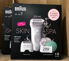 BRAUN SILK-ÉPIL 7 SKINSPA, EPILATOR WITH WIDE HEAD FOR EASY HAIR REMOVAL, WET & DRY, LASTING SMOOTH SKIN, ALL-IN-ONE KIT, 7-081, WHITE/SILVER: LOCATION - D