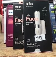 QUANTITY OF HEALTH & BEAUTY ITEMS TO INCLUDE BRAUN FACE MINI HAIR REMOVER, FACIAL HAIR REMOVER FOR WOMEN MINI-SIZED DESIGN FOR PORTABILITY, EFFICIENT FACIAL HAIR REMOVAL ANYTIME, ANYWHERE, WITH SMART