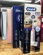 QUANTITY OF HEALTH & BEAUTY ITEMS TO INCLUDE ORAL-B PRO JUNIOR KIDS ELECTRIC TOOTHBRUSH, 1 STAR WARS MANDALORIAN HANDLE, 1 TOOTHBRUSH HEAD, 3 MODES WITH KID-FRIENDLY SENSITIVE MODE, FOR AGES 6+, : LO