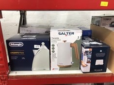 QUANTITY OF KITCHEN & APPLIANCES ITEMS TO INCLUDE SALTER EK5822WHT TORONTO 1.7L KETTLE – 3KW RAPID, 360° BASE, LIMESCALE FILTER, STYLISH WOOD EFFECT, CORDLESS, BOIL DRY SENSOR & AUTO-SHUT OFF, WATER