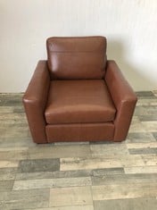 JOHN LEWIS OLIVER LE BROWN LEATHER ARMCHAIR: LOCATION - FLOOR(COLLECTION OR OPTIONAL DELIVERY AVAILABLE)