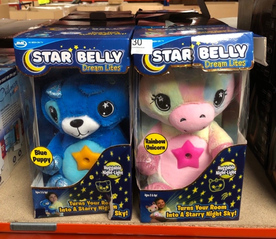 8 X STAR BELLY - PLUSH, CUDDLY BEDTIME NIGHT LIGHT TOYS WITH PROJECTING LIGHT DISPLAYS - BLUE PUPPY: LOCATION - B RACK