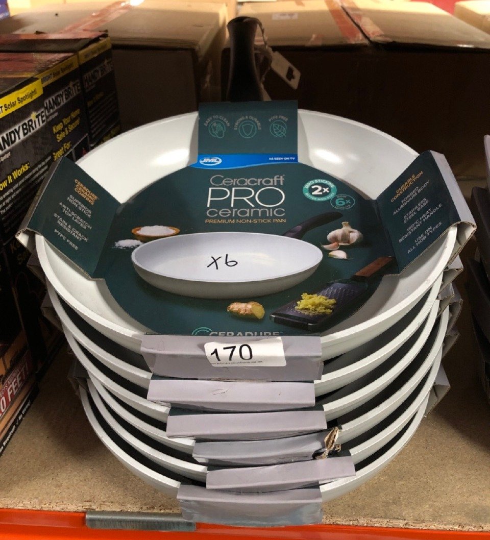 6 X CERACRAFT PRO PAN GREY 28CM - OUR BEAUTIFUL, ULTRA-NON-STICK PANS ARE EVEN BETTER!: LOCATION - B RACK