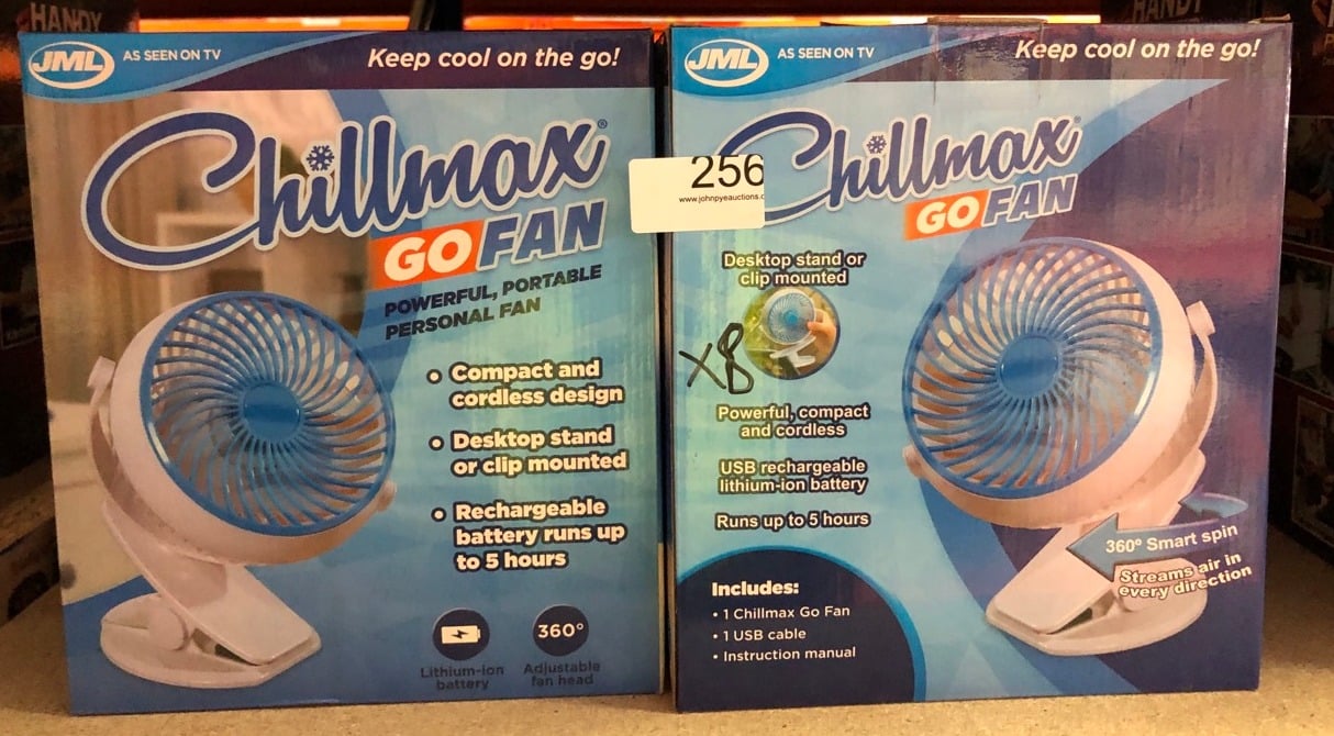 8 X CHILLMAX GO FAN - 360° POWERFUL, PORTABLE CORDLESS FAN - WHITE: LOCATION - C RACK