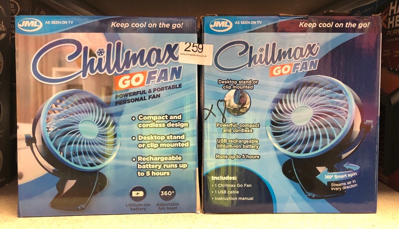 8 X CHILLMAX GO FAN - 360° POWERFUL, PORTABLE CORDLESS FAN - WHITE: LOCATION - C RACK