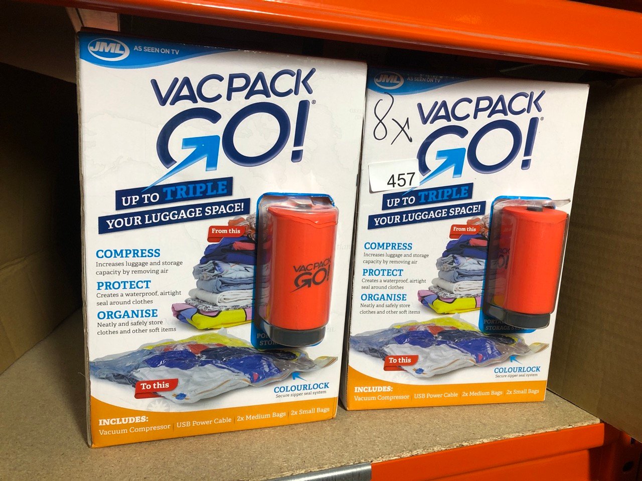 10 VACPAK GO VACUUM SEALED BAGS: LOCATION - E RACK