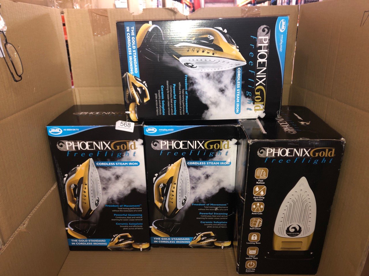 4 X  PHOENIX GOLD FREE FLIGHT CORDLESS IRON: LOCATION - F RACK