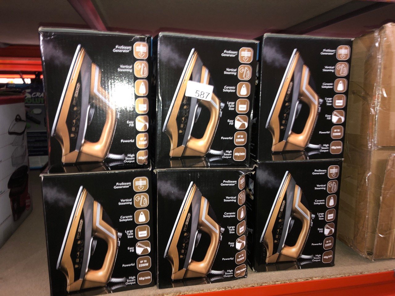 9 X PHOENIX GOLD CONTINUOUS STEAM IRON: LOCATION - F RACK