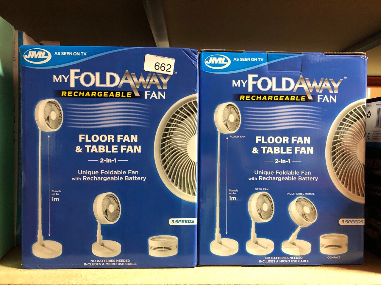 6X MY FOLDAWAY RECHARGEABLE FAN : LOCATION - G RACK