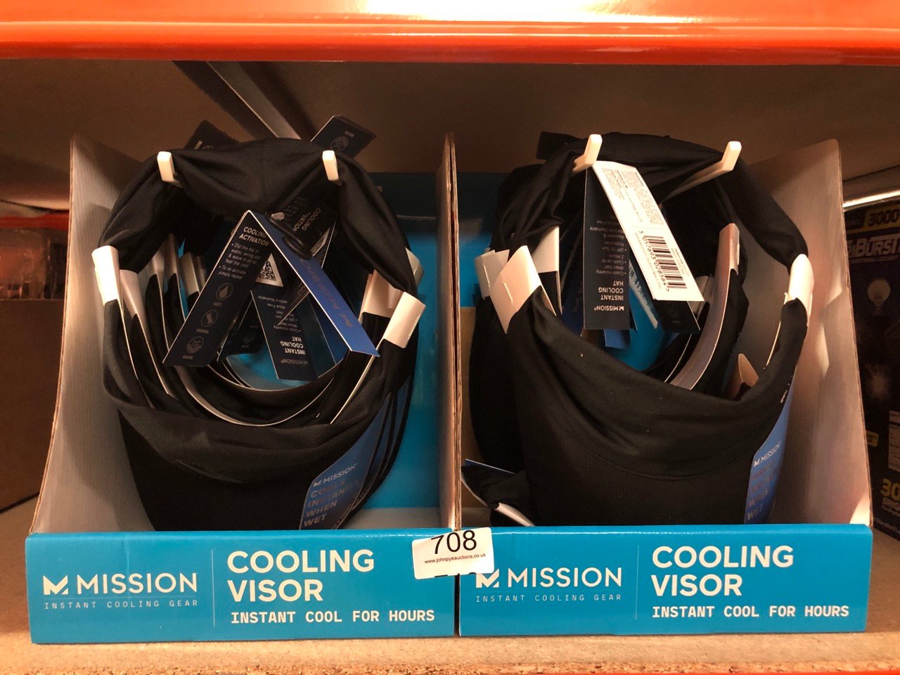 QUANTITY OF  ITEMS TO INCLUDE MISSION COOLING VISOR - THE COOLING OPEN-HEADED SUN VISOR THAT IS ACTIVATED WITH WATER BLACK: LOCATION - G RACK