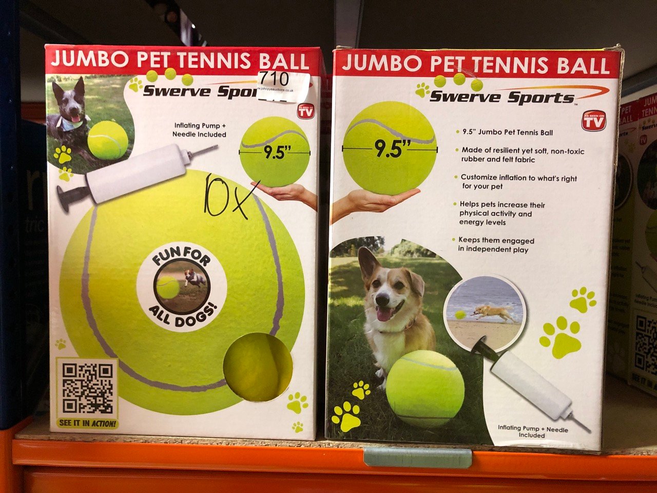 10 X SWERVE SPORTS JUMBO PET TENNIS BALL: LOCATION - G RACK